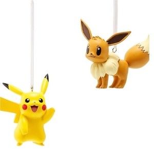 Hallmark Pokemon Pikachu and Eevee Christmas Tree Ornaments Set of 2 NEW IN BOX